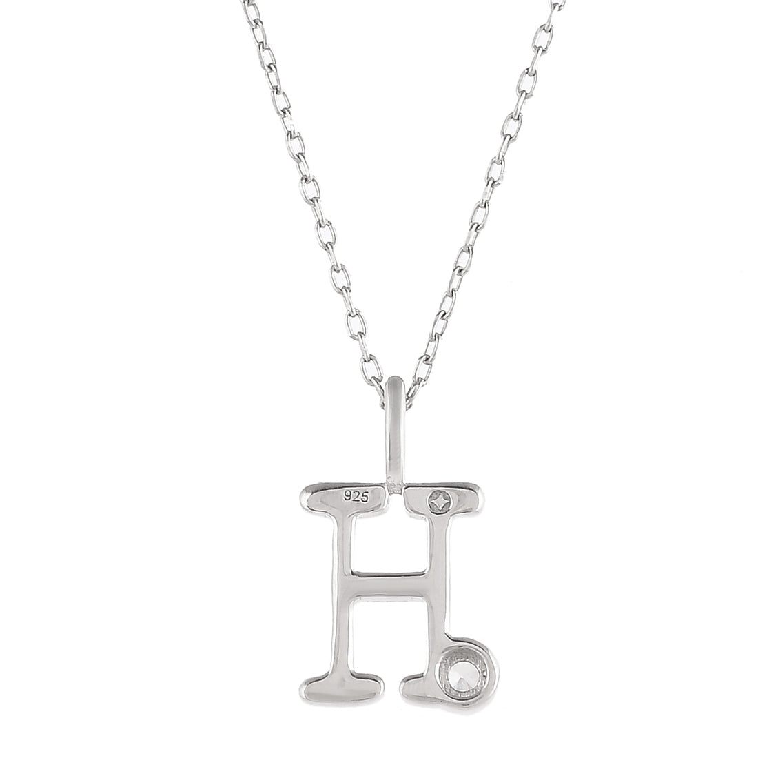 Sterling Silver Alphabet H Round Cut CZ Pendant