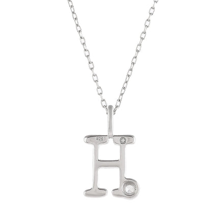 Sterling Silver Alphabet H Round Cut CZ Pendant