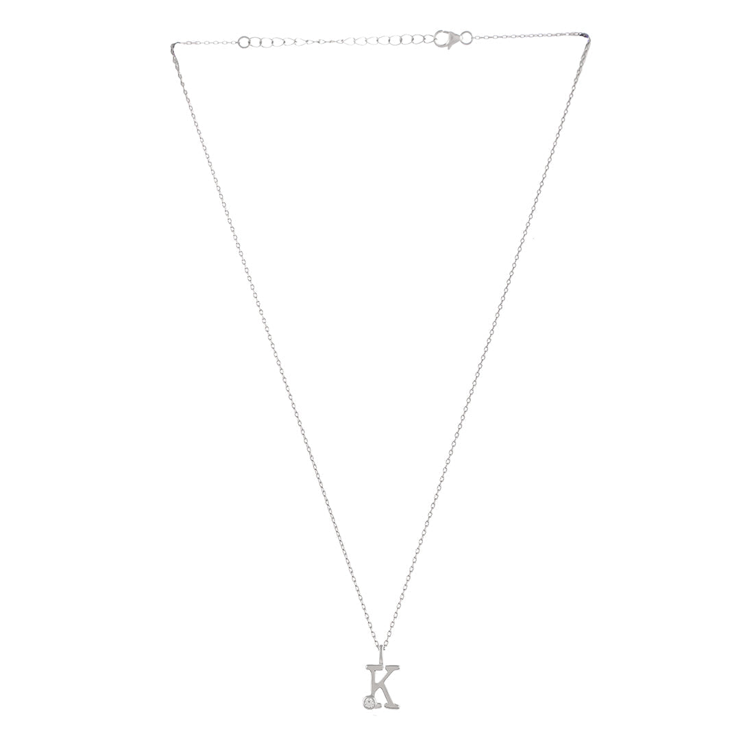 Sterling Silver Alphabet K Round Cut CZ Pendant