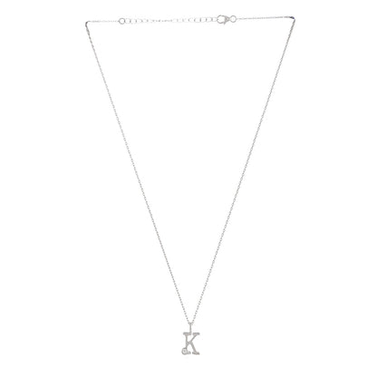 Sterling Silver Alphabet K Round Cut CZ Pendant