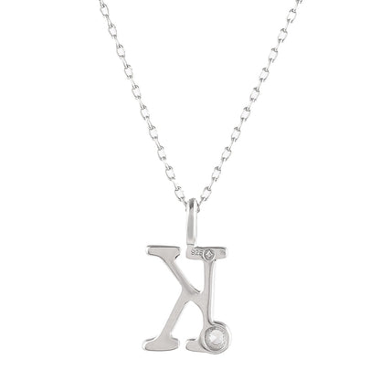 Sterling Silver Alphabet K Round Cut CZ Pendant