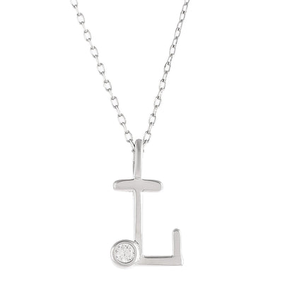 Sterling Silver Alphabet L Round Cut CZ Pendant