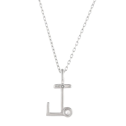 Sterling Silver Alphabet L Round Cut CZ Pendant