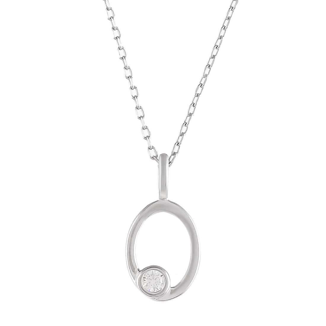 Sterling Silver Alphabet O Round Cut CZ Pendant