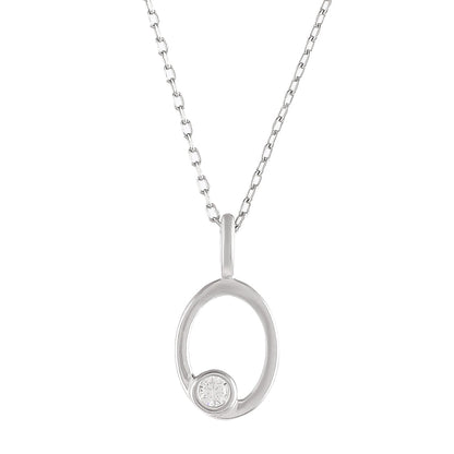 Sterling Silver Alphabet O Round Cut CZ Pendant