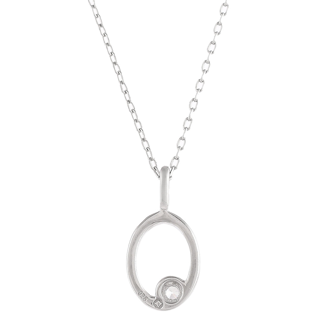 Sterling Silver Alphabet O Round Cut CZ Pendant