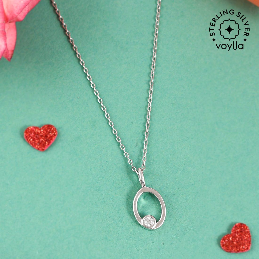 Sterling Silver Alphabet O Round Cut CZ Pendant