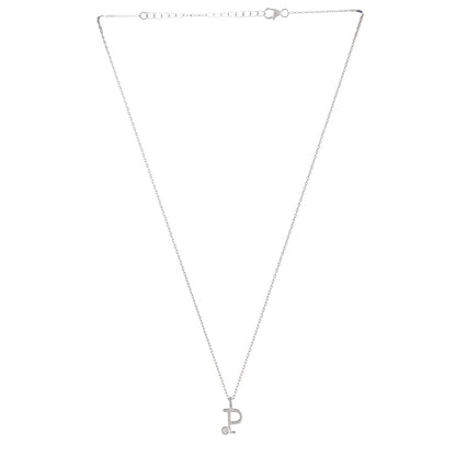 Sterling Silver Alphabet P Round Cut CZ Pendant
