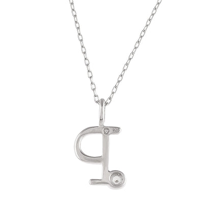 Sterling Silver Alphabet P Round Cut CZ Pendant