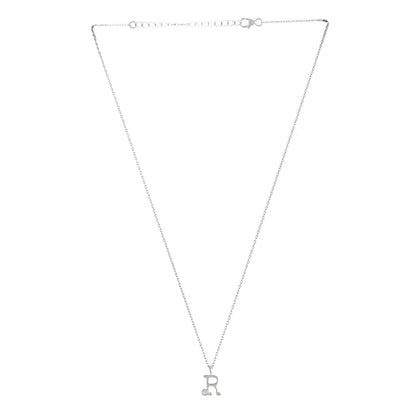 Sterling Silver Alphabet R Round Cut CZ Pendant