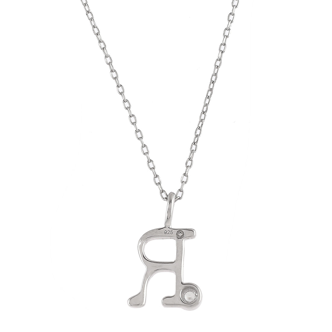 Sterling Silver Alphabet R Round Cut CZ Pendant