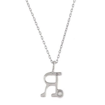 Sterling Silver Alphabet R Round Cut CZ Pendant