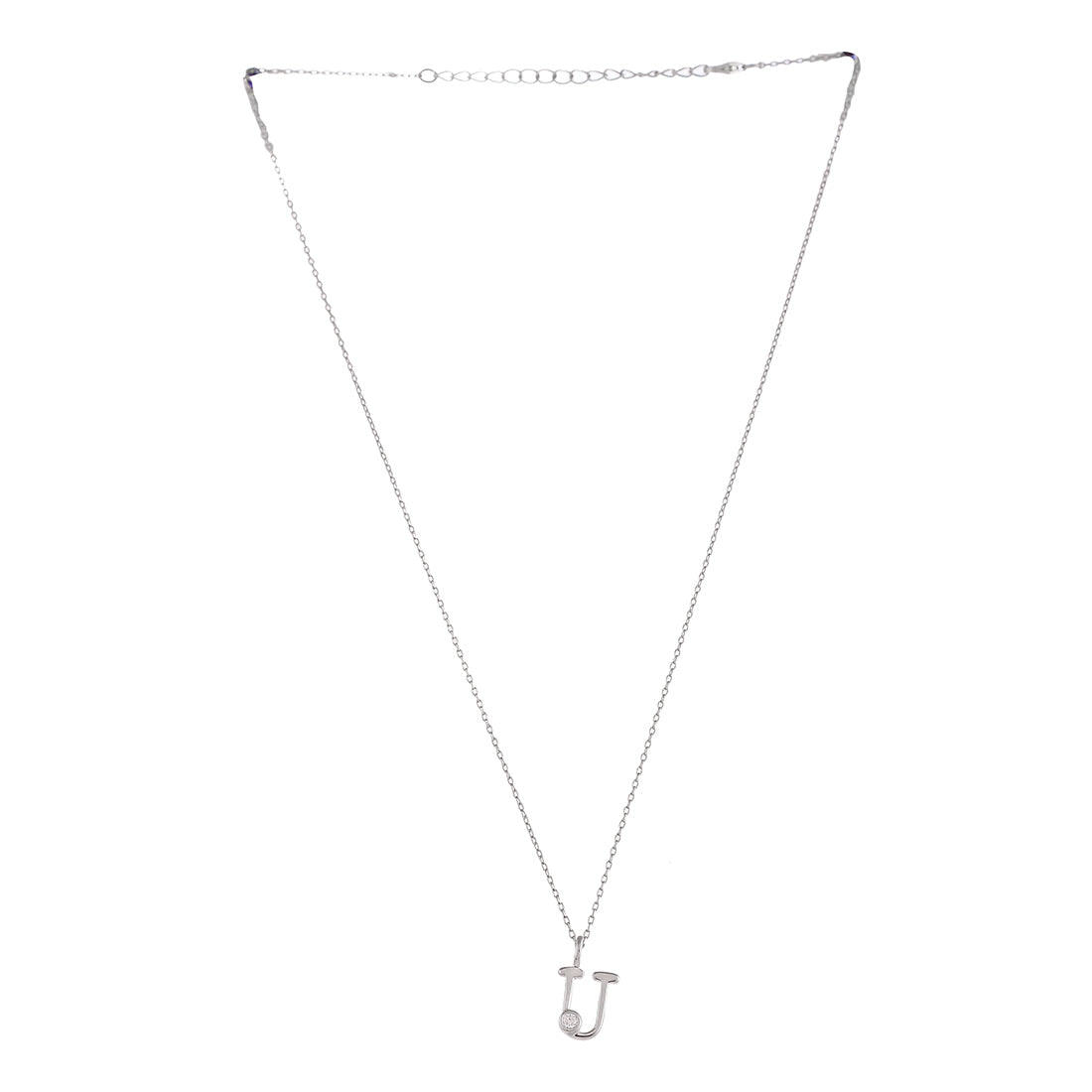 Sterling Silver Alphabet U Round Cut CZ Pendant