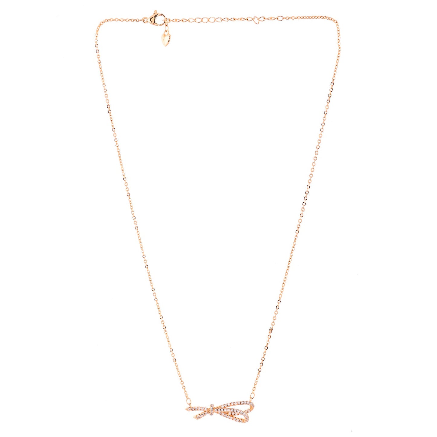 Sparkling Elegance Ribbon of Love Gold Necklace