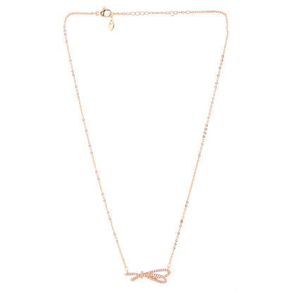 Sparkling Elegance Ribbon of Love Gold Necklace