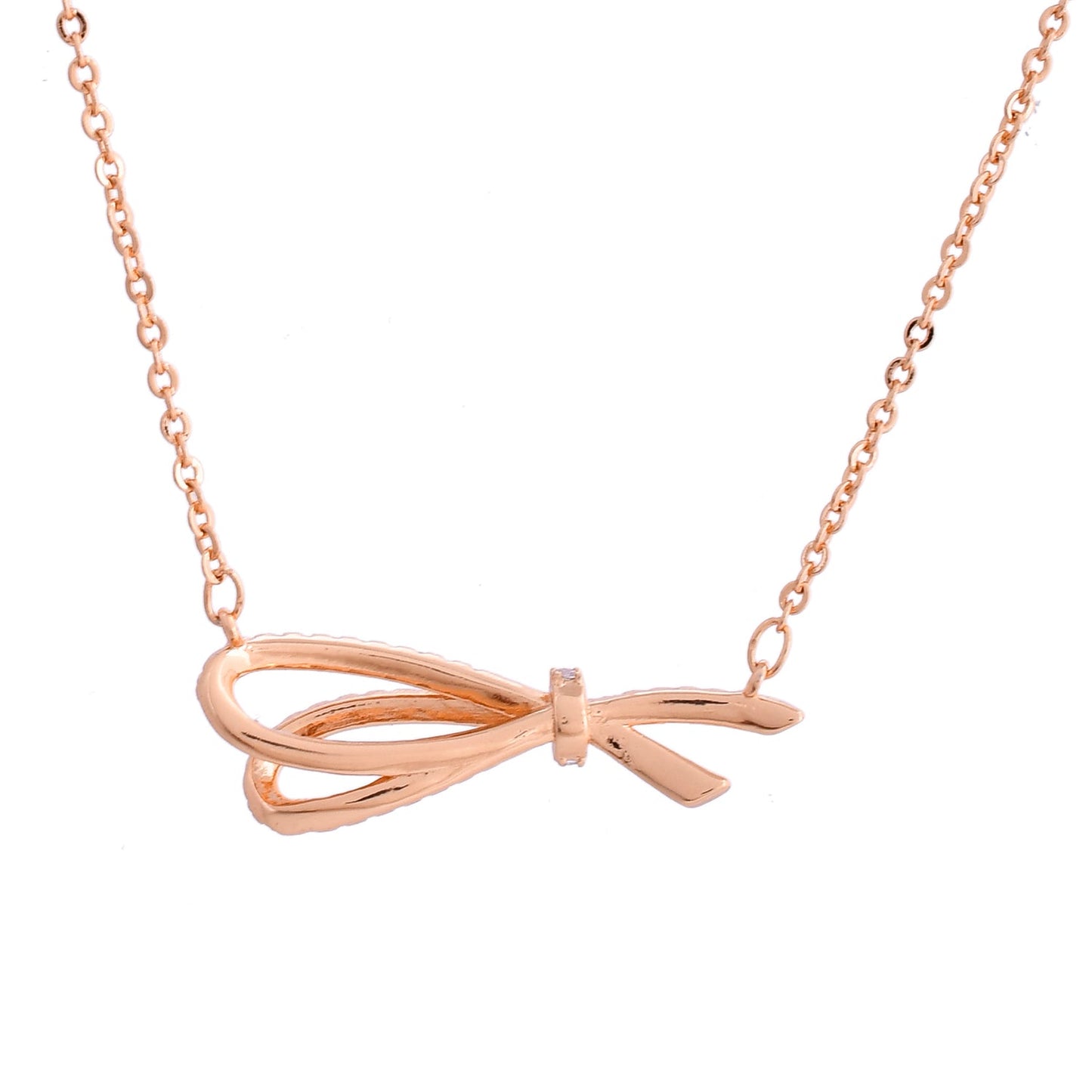 Sparkling Elegance Ribbon of Love Gold Necklace