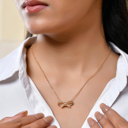 Sparkling Elegance Bow-tiful Charm Gold Necklace