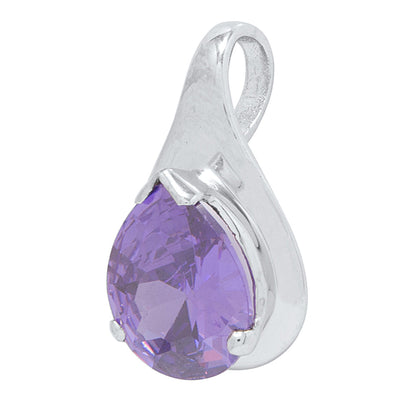 Silver Tone Pendant without Chain Decked with Purple Stone
