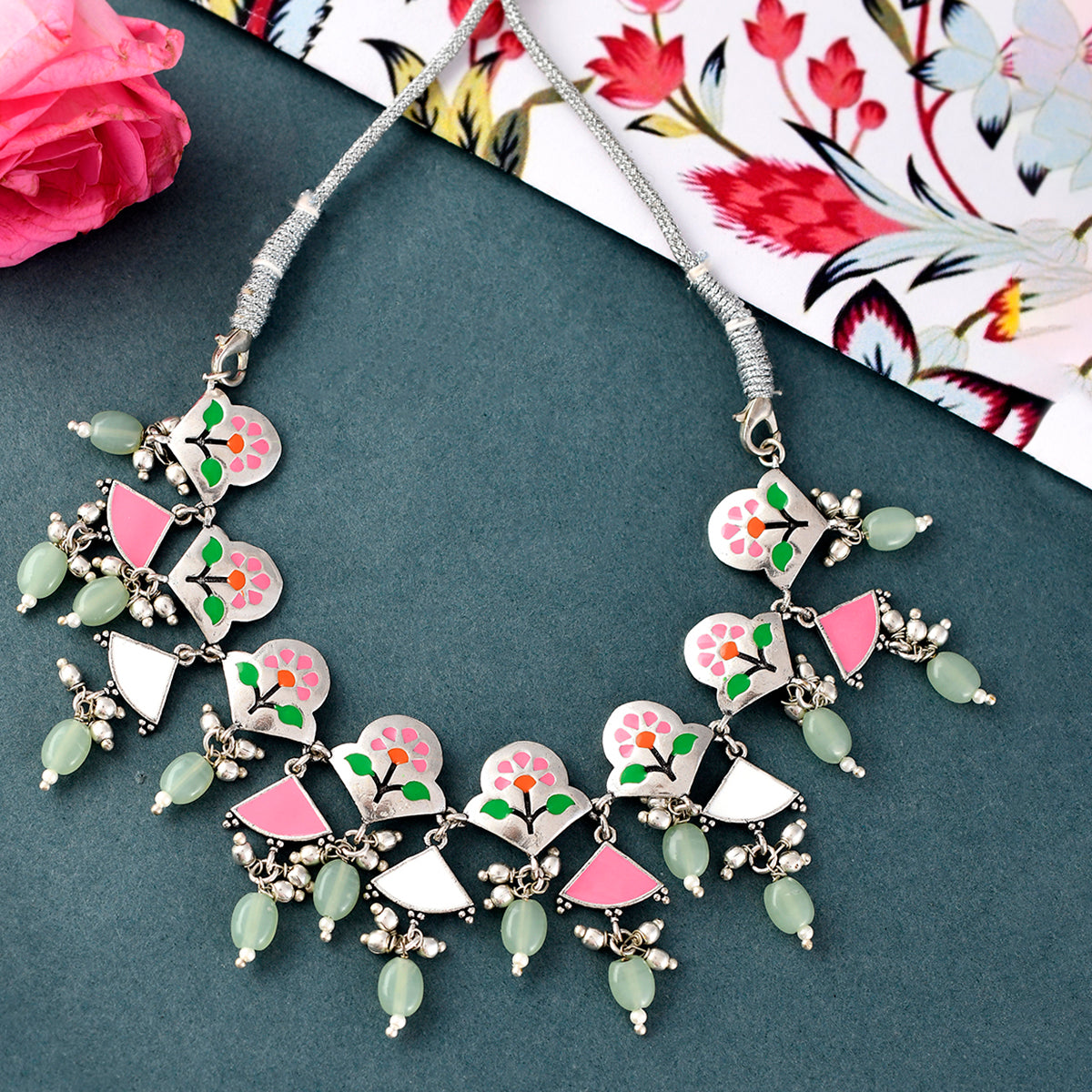Bagh E Fiza Basanti Leaves and Flowers Necklace