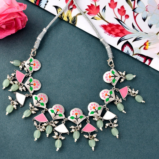 Bagh E Fiza Basanti Leaves and Flowers Necklace