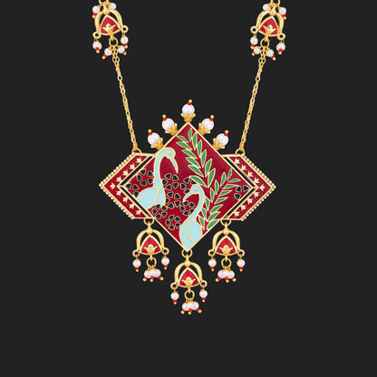 Tahira Glorious Red Peacock Necklace