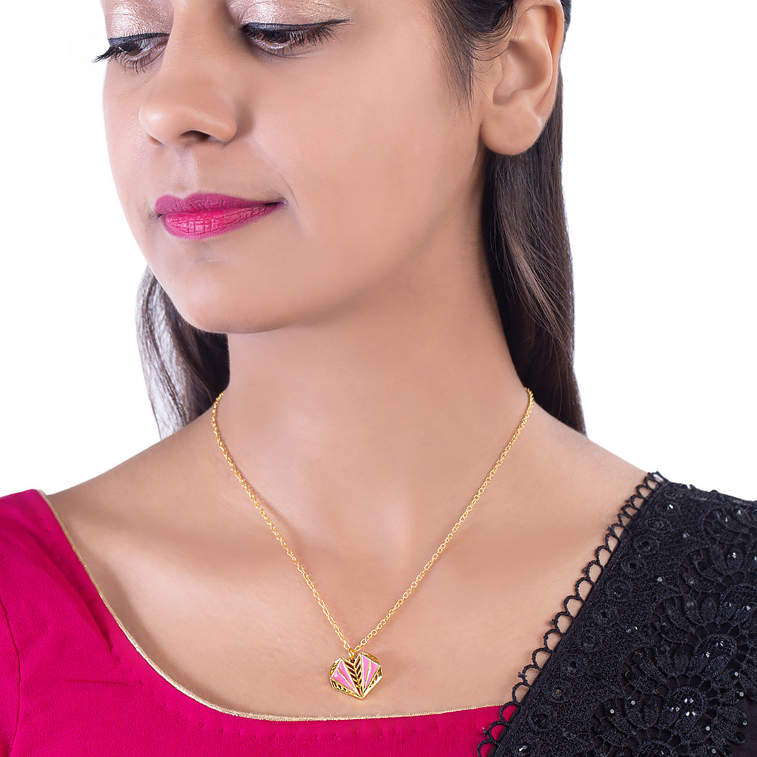 Mi Amore Enameled Filigree Heart Pendant