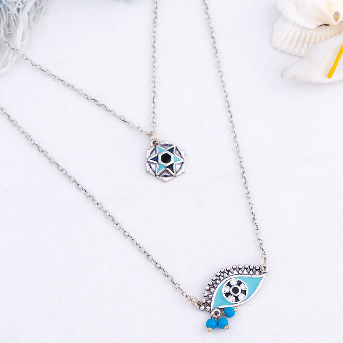 Evil Eyes Tribal Motif Necklace