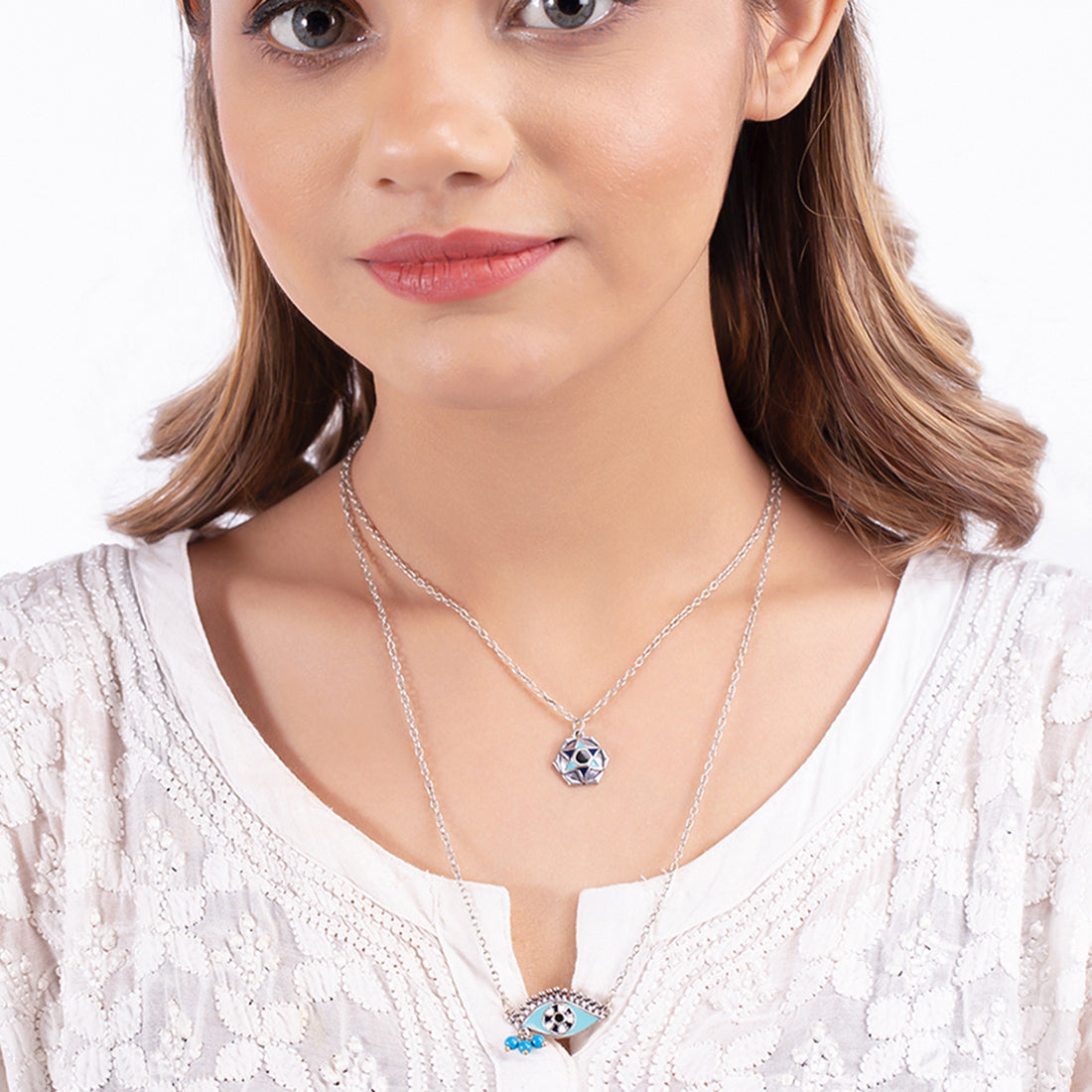 Evil Eyes Tribal Motif Necklace