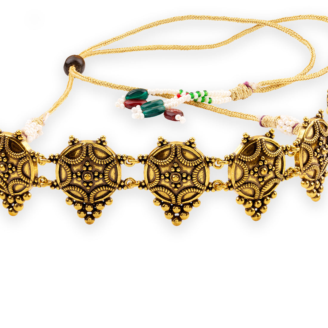 Rava Ball Oxidized Gold Plated Choker Necklace