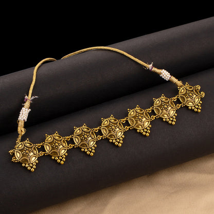 Rava Ball Oxidized Gold Plated Choker Necklace