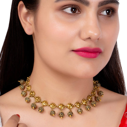 Rava Ball Ball Drop Choker Necklace