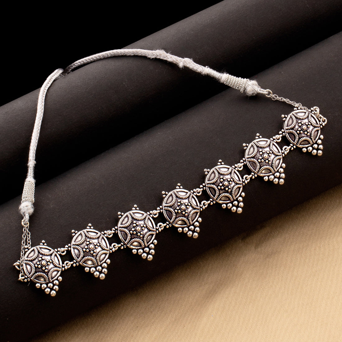 Rava Ball Oxidized Statement Choker Necklace