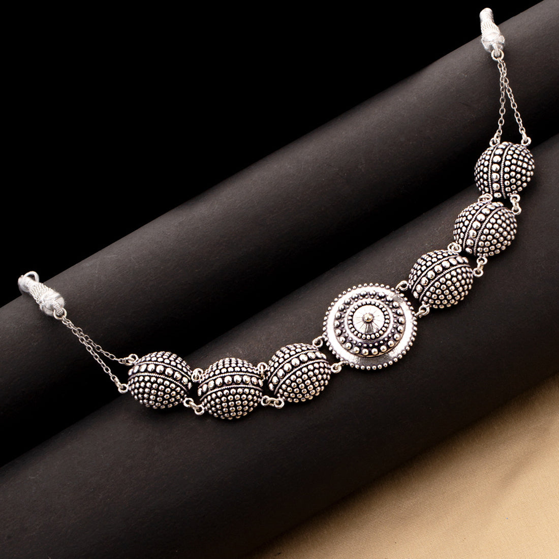 Rava Ball Oxidized Round Choker Necklace