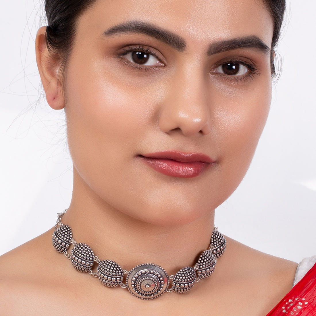 Rava Ball Oxidized Round Choker Necklace