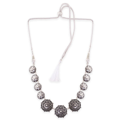 Rava Ball Brass Silver Oxidized Statement Necklace