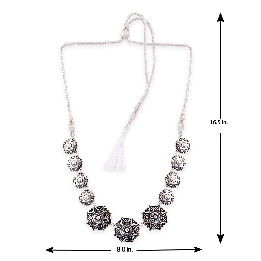 Rava Ball Brass Silver Oxidized Statement Necklace