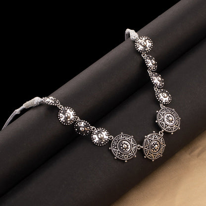 Rava Ball Brass Silver Oxidized Statement Necklace