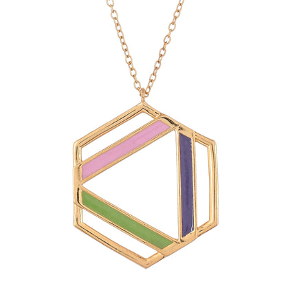 Benzene Enameled Large Pendant Long Necklace