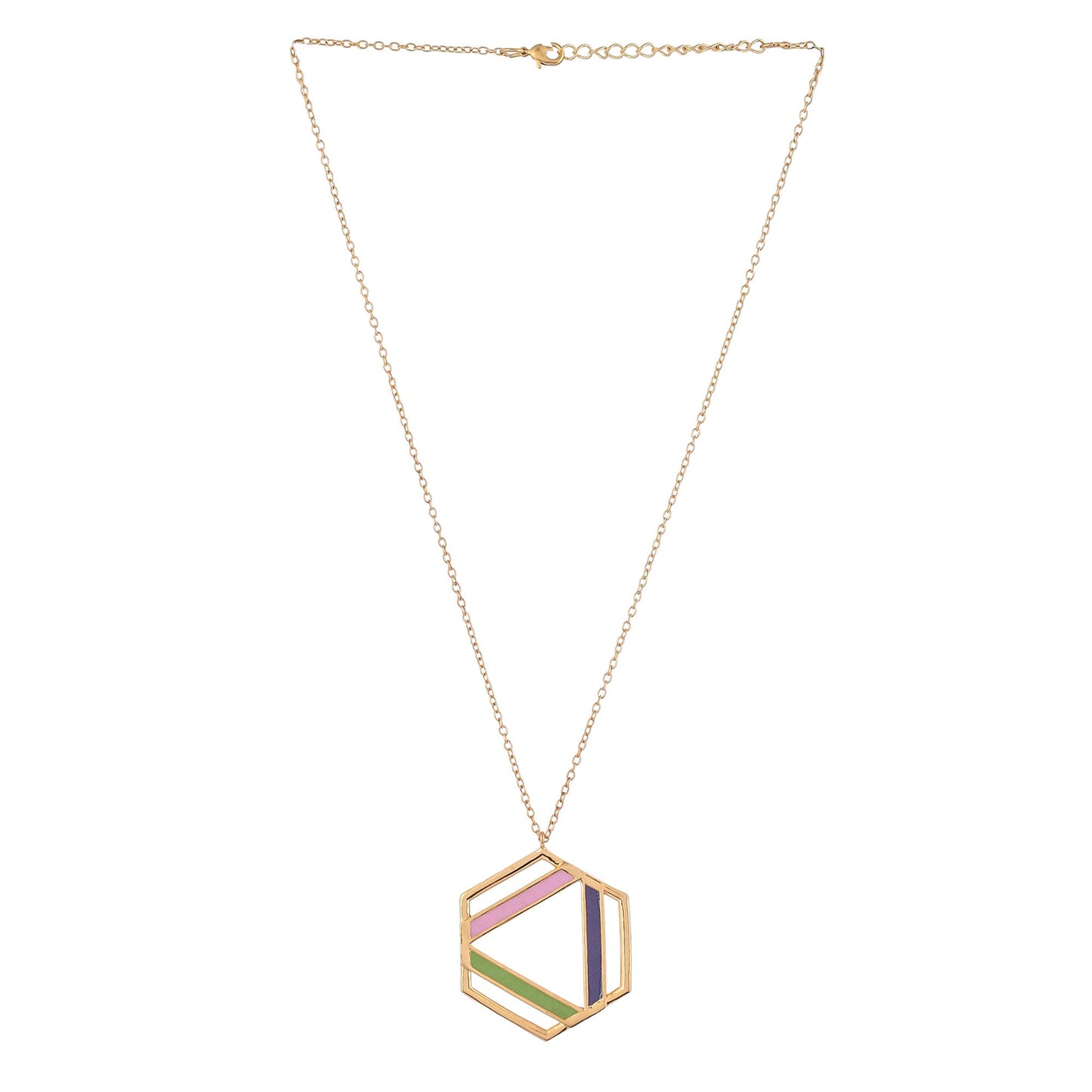 Benzene Enameled Large Pendant Long Necklace