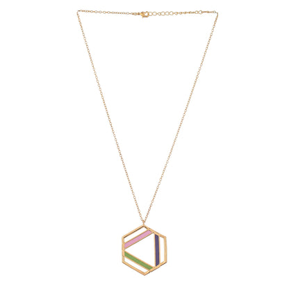 Benzene Enameled Large Pendant Long Necklace