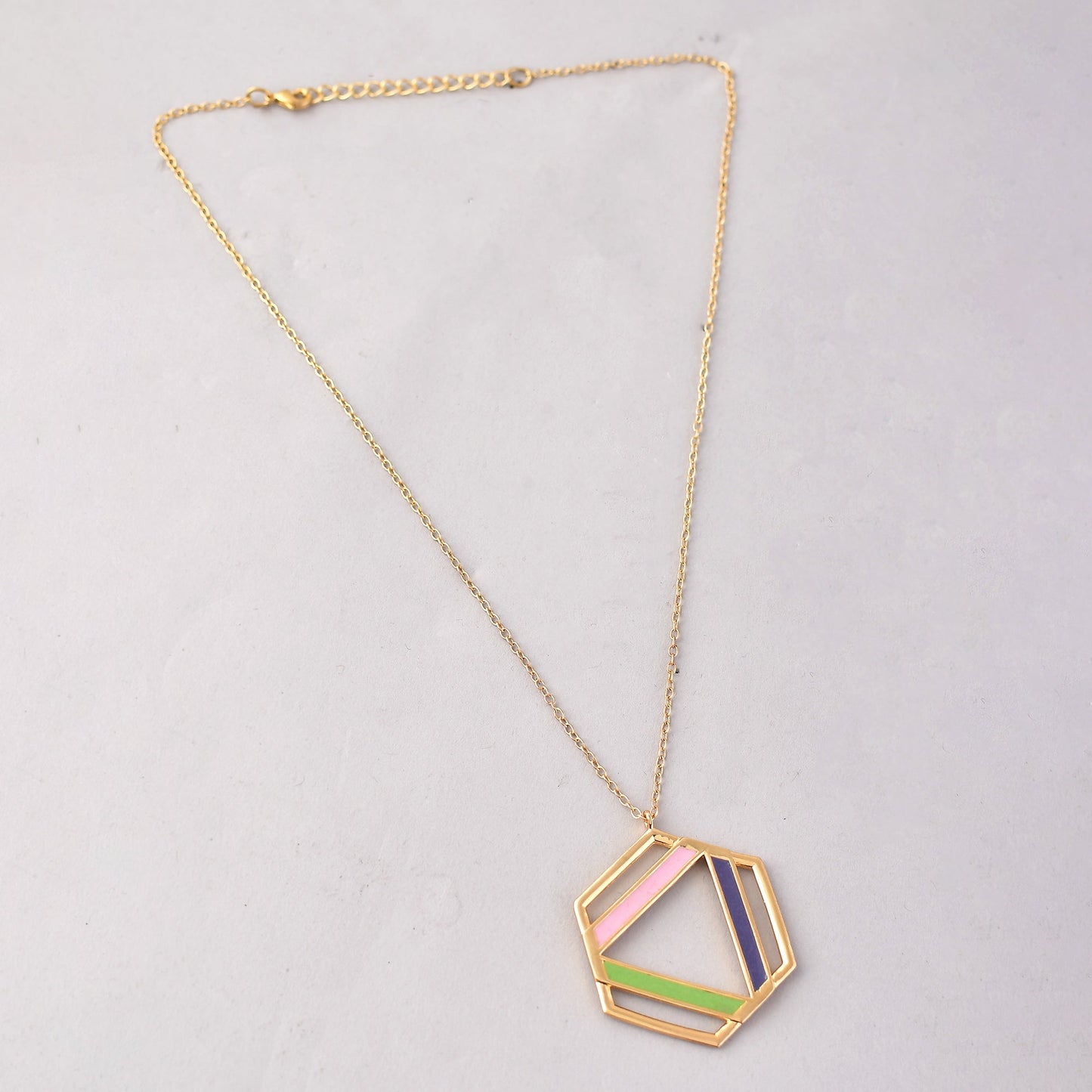 Benzene Enameled Large Pendant Long Necklace