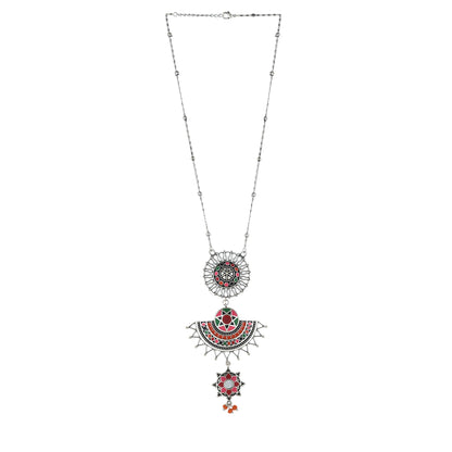 Folklore Pink Enamel Layered Drop Necklace