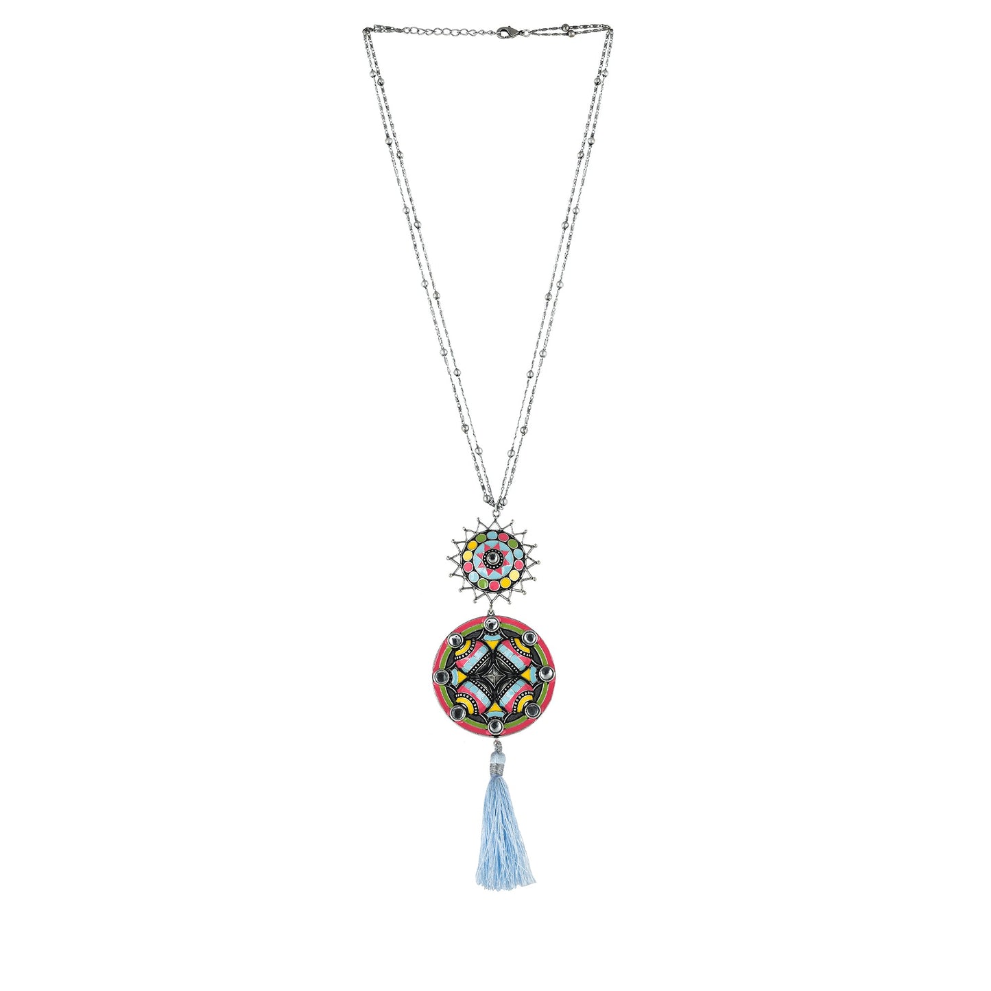 Folklore Tassel Drop Enamelled Necklace