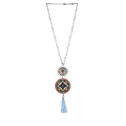 Folklore Tassel Drop Enamelled Necklace