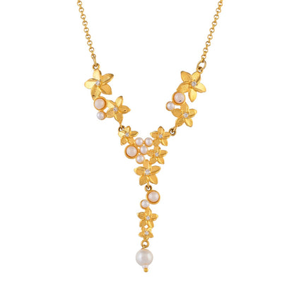 Hawaii Plumeria Pearl Necklace