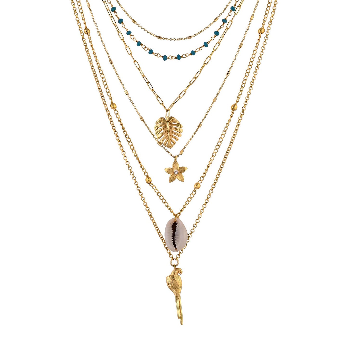 Hawaii Multi-Layered Coral Tropical Necklace