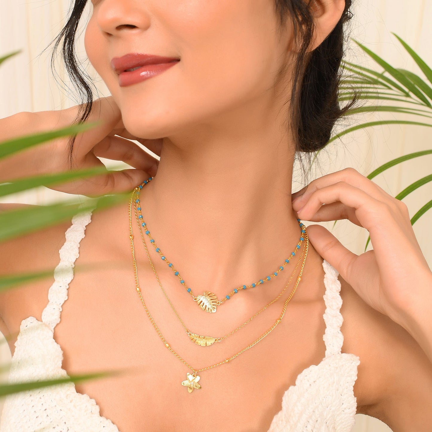 Hawaii Tropical Flora Multi-Layered Necklace