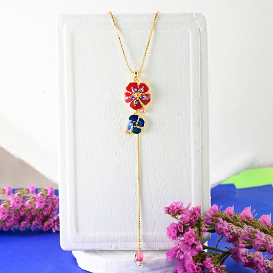 Flower Fantasy Magenta Pink And Blue Pendant