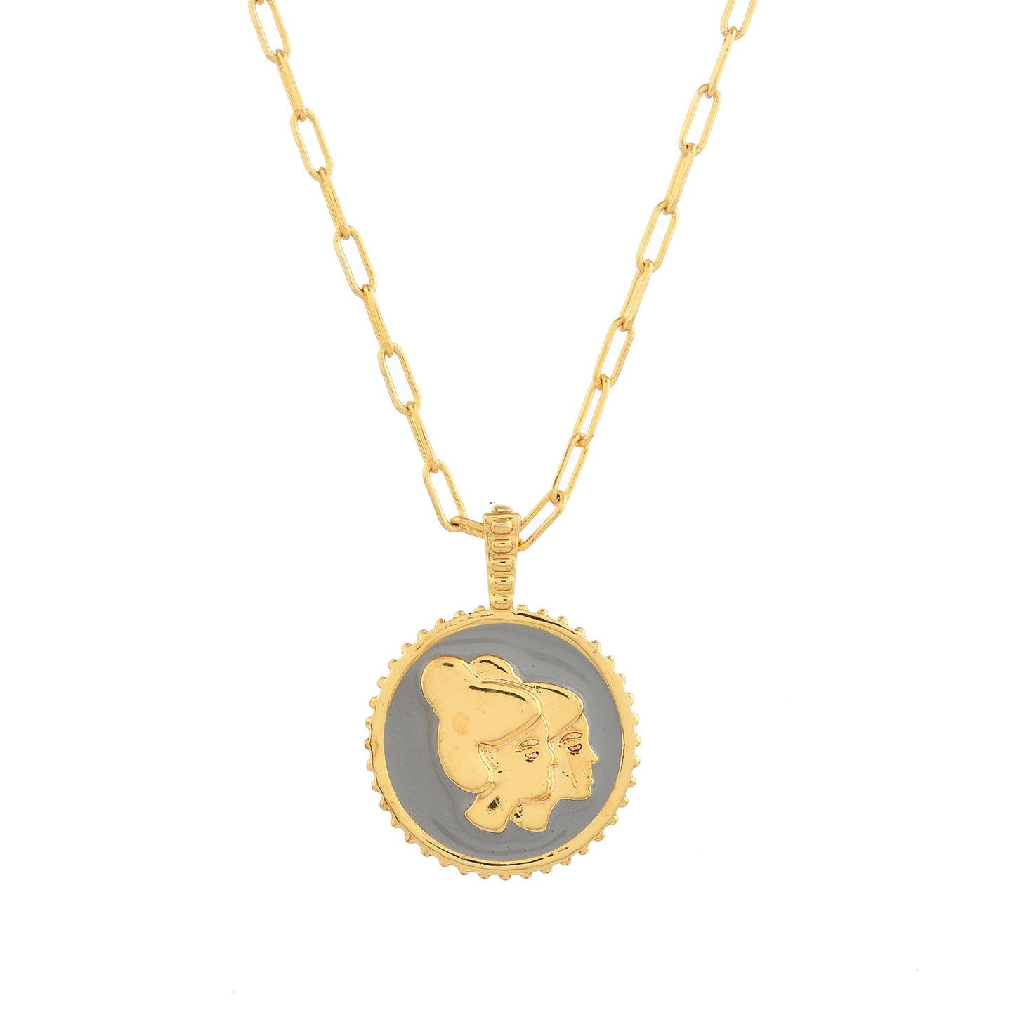 Zodiac Gemini And Evil Eye Reversible Pendant