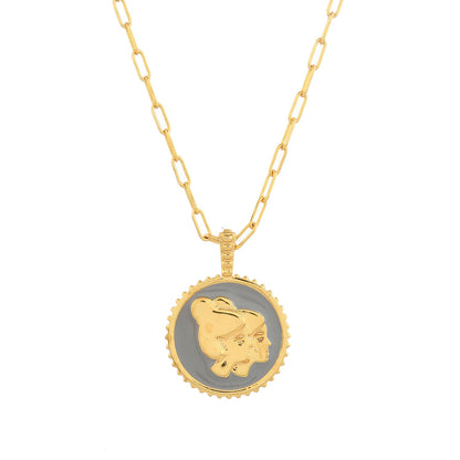 Zodiac Gemini And Evil Eye Reversible Pendant